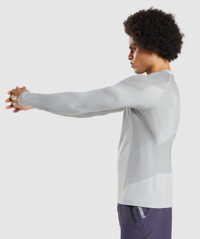 Koszulki Gymshark Apex Seamless Long Sleeve Męskie Głęboka Szare | PL 703PZG